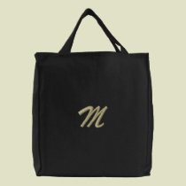 Embroidery Monogram Letter M Initial embroidered bags