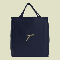 Embroidery Monogram Letter T Initial embroidered bags