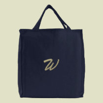 Embroidery Monogram Letter W Initial embroidered bags