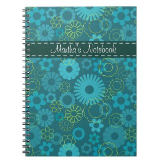 Emerald and turquoise retro flowers note books
