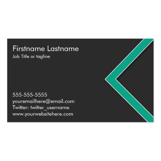 Emerald Arrow Personal Networking Business Cards (back side)