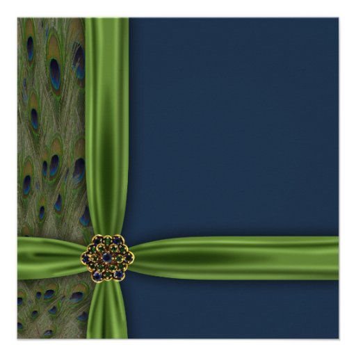 Emerald Blue Peacock 40th Birthday Party Announcement