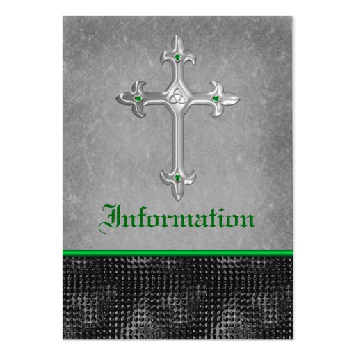 Emerald Celtic Cross Black, Gray Enclosure Card Business Card Templates (front side)