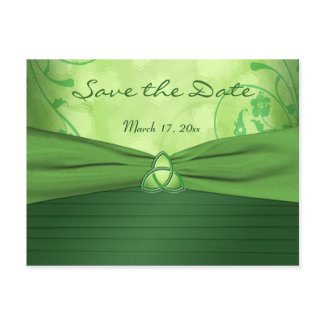 Emerald Celtic Love Knot Save the Date Postcard postcard