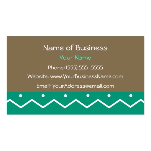 Emerald Chevrons and Polka Dots Business Card Templates (back side)