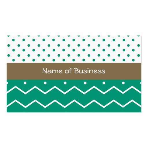 Emerald Chevrons and Polka Dots Business Card Templates (front side)