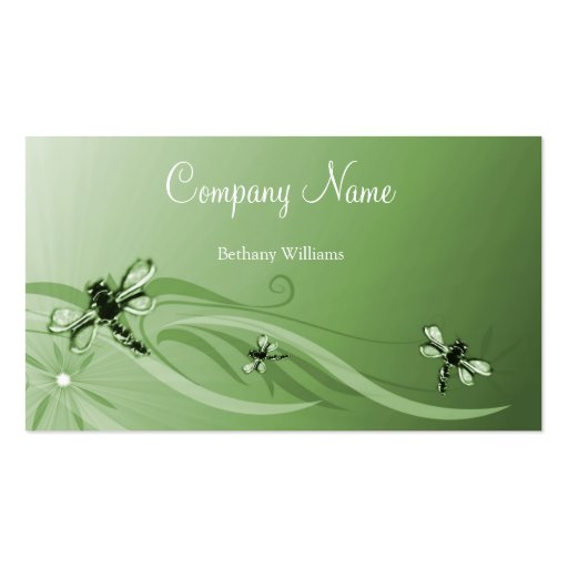 Emerald Dragonflies Business Card (front side)