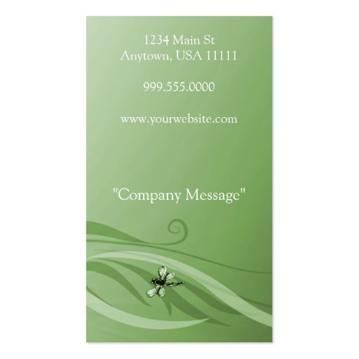 Emerald Dragonflies Business Card (back side)