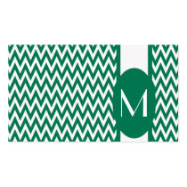 Emerald Elegant Chevron Monogram Business Card