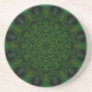 Emerald Flower Fractal Kaleidoscope Coasters