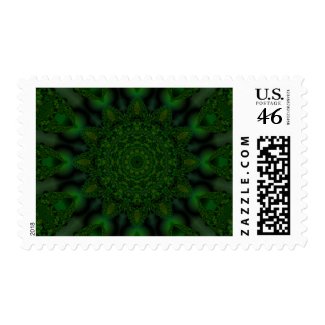 Emerald Flower Fractal Kaleidoscope Postage Stamp stamp
