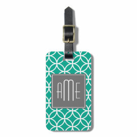 Emerald Geometric Pattern with Monograms Bag Tags