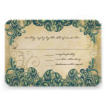 Emerald & Gold Peacock Wedding RSVP Personalized Announcement