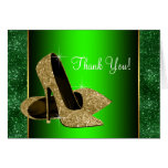 Emerald Green and Gold High Heel Shoes Thank You Card