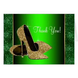 Green and Gold High Heels Womans Birthday Party 5.25x5.25 Square Paper ...