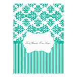 Emerald Green and White Damask Wedding Invitation invitations
