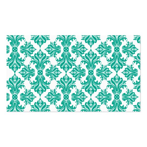 Emerald Green and White Damask Wedding Place Cards Business Card Templates (back side)