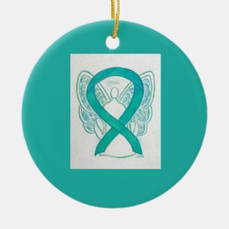 Emerald Green Awareness Ribbon Angel Art Ornaments