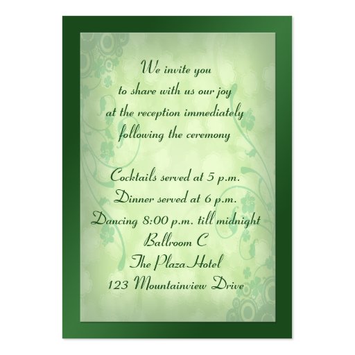 Emerald Green Celtic Love Knot Enclosure Card Business Cards (back side)