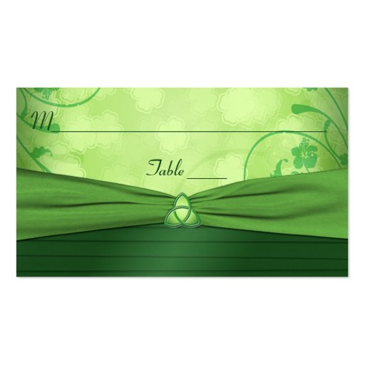 Emerald Green Celtic Love Knot Place Card Business Card Templates (front side)