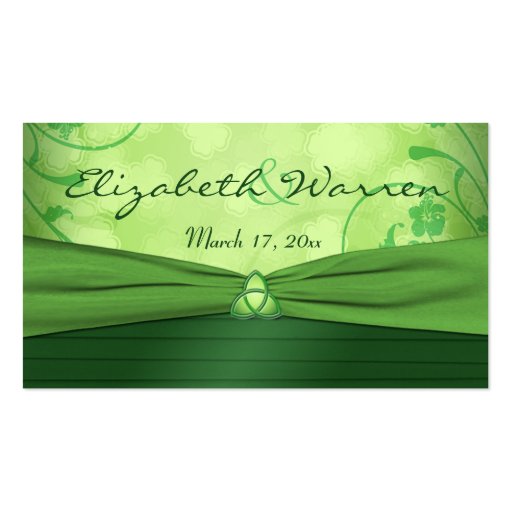 Emerald Green Celtic Love Knot Wedding Favor Tag Business Card (front side)