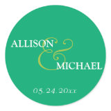Emerald green custom ampersand wedding favor label sticker
