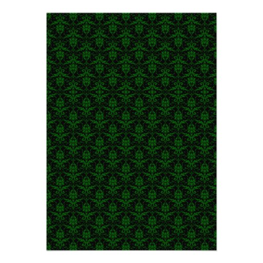 Emerald Green Damask Bridal Shower Invitation