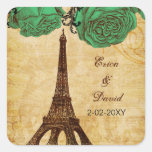 emerald green eiffel tower Paris envelopes seals stickers