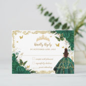 Emerald Green Floral Quincea Era Princess Crown Rs Rsvp Card Zazzle