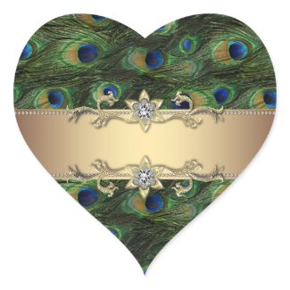 Emerald Green Gold Elegant Peacock Stickers