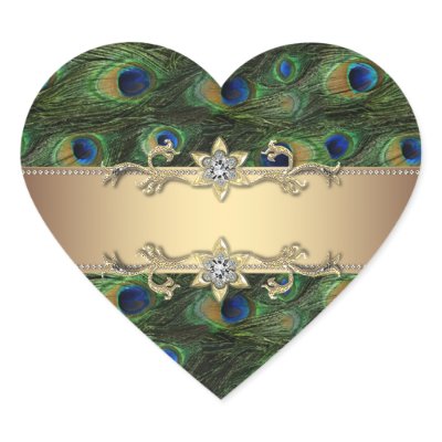 Emerald Green Gold Elegant Peacock Stickers