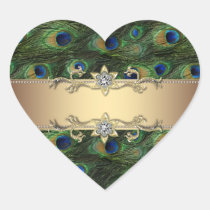 Emerald Green Gold Elegant Peacock Stickers stickers
