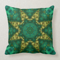 Emerald Green + Gold Geo-Fractal Art Cushion pillows