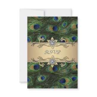 Emerald Green Gold Royal Indian Peacock RSVP Custom Invite