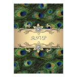 Emerald Green Gold Royal Indian Peacock RSVP Custom Invite