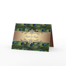 Emerald Green Gold Royal Indian Peacock Wedding Greeting Card