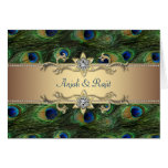 Emerald Green Gold Royal Indian Peacock Wedding Greeting Card