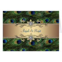 Emerald Green Gold Royal Indian Peacock Wedding cards