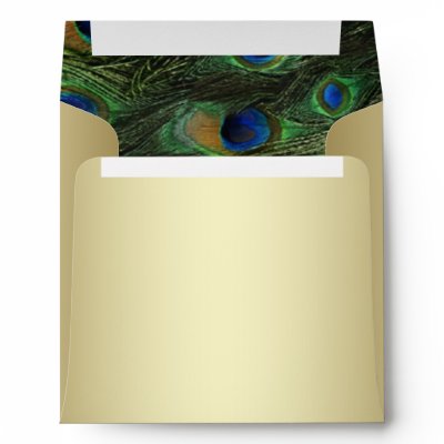 Emerald Green Gold Royal Indian Peacock Wedding Envelope