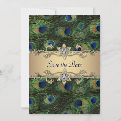 Emerald Green Gold Royal Indian Peacock Wedding invitations