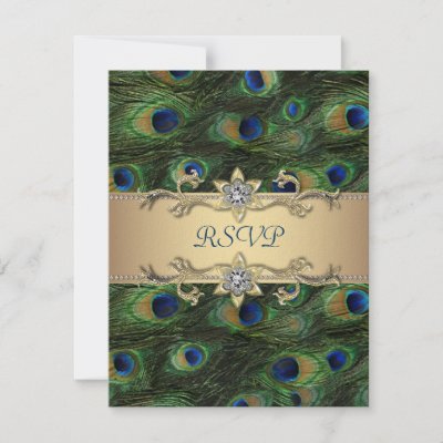 Emerald Green Gold Royal Indian Peacock Wedding Announcement by