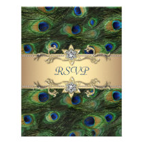 Emerald Green Gold Royal Indian Peacock Wedding invitations