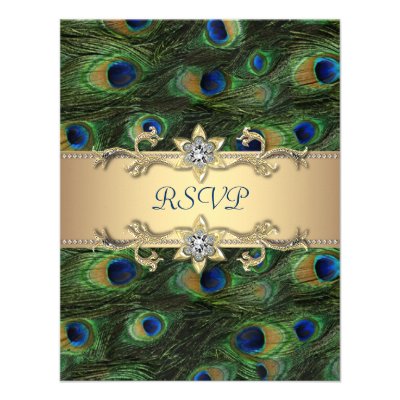 Emerald Green Gold Royal Indian Peacock Wedding Announcement