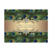 Emerald Green Gold Royal Indian Peacock Wedding Postcards