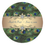 Emerald Green Gold Royal Indian Peacock Wedding Stickers