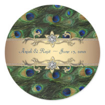 Emerald Green Gold Royal Indian Peacock Wedding Stickers