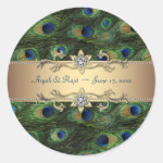 Emerald Green Gold Royal Indian Peacock Wedding Stickers