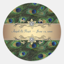 Emerald Green Gold Royal Indian Peacock Wedding stickers