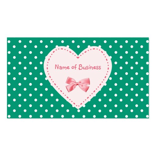 Emerald Green Heart Business Name Business Card Templates (front side)