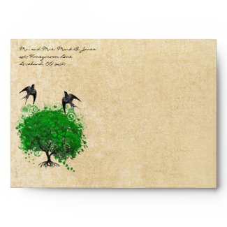 Emerald Green Heart Leaf Tree Envelopes zazzle_envelope